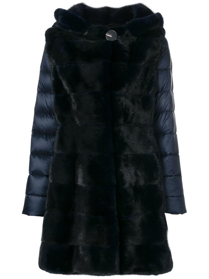 Liska Fur Detail Padded Coat - Blue