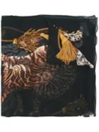 Dolce & Gabbana Bengal Cat Print Scarf, Women's, Black, Silk