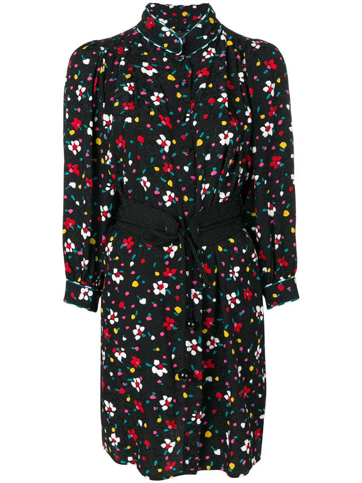 Marc Jacobs - Floral Print Shirt Dress - Women - Silk - 4, Black, Silk