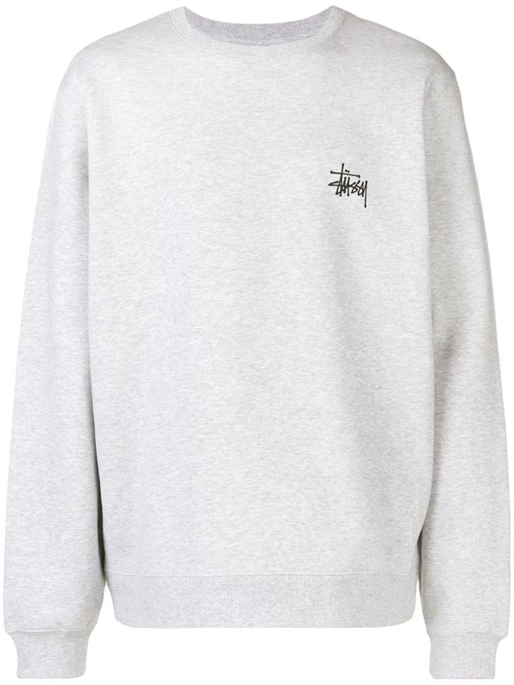 Stussy Embroidered Logo Sweatshirt - Grey