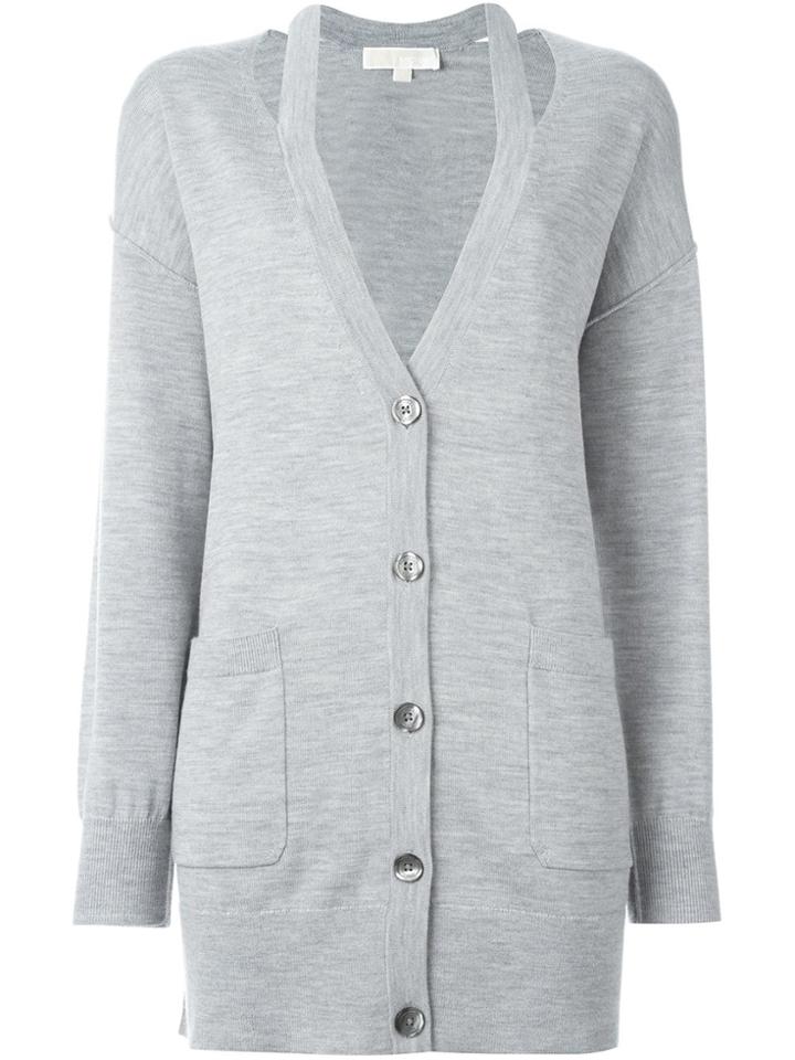 Michael Kors Cut-out Lapels Cardigan - Grey