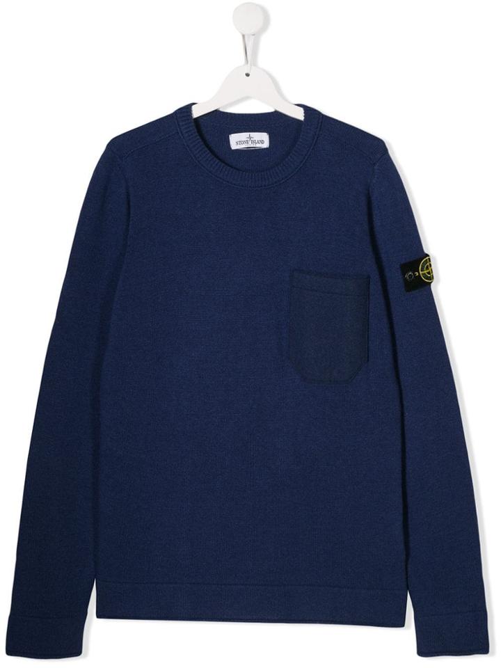 Stone Island Junior Teen Patch Pocket Jumper - Blue