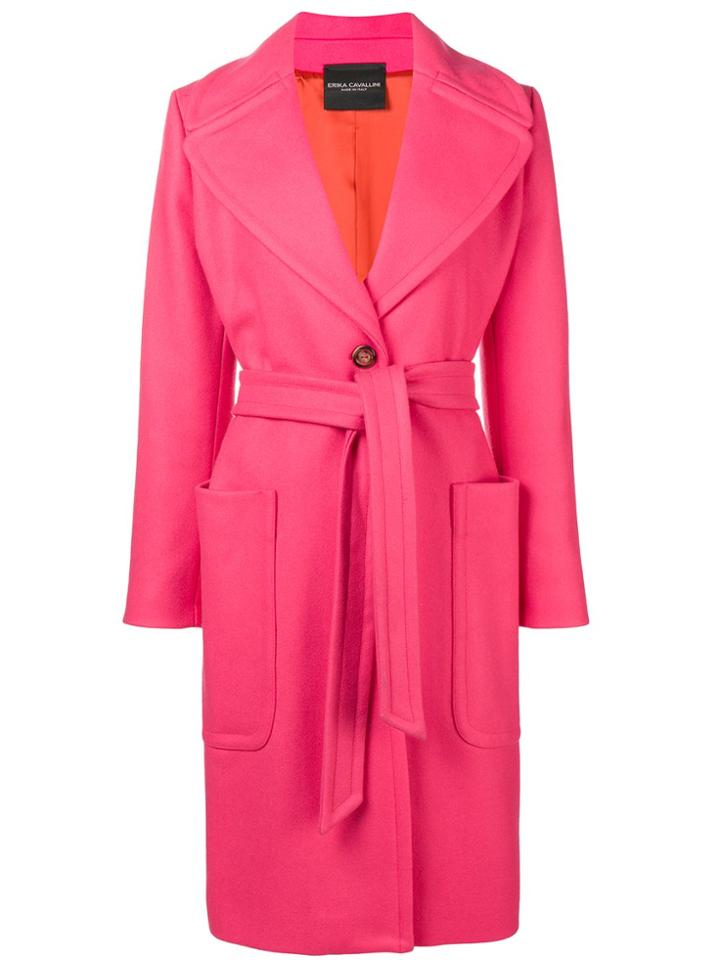 Erika Cavallini Belted Coat - Pink & Purple