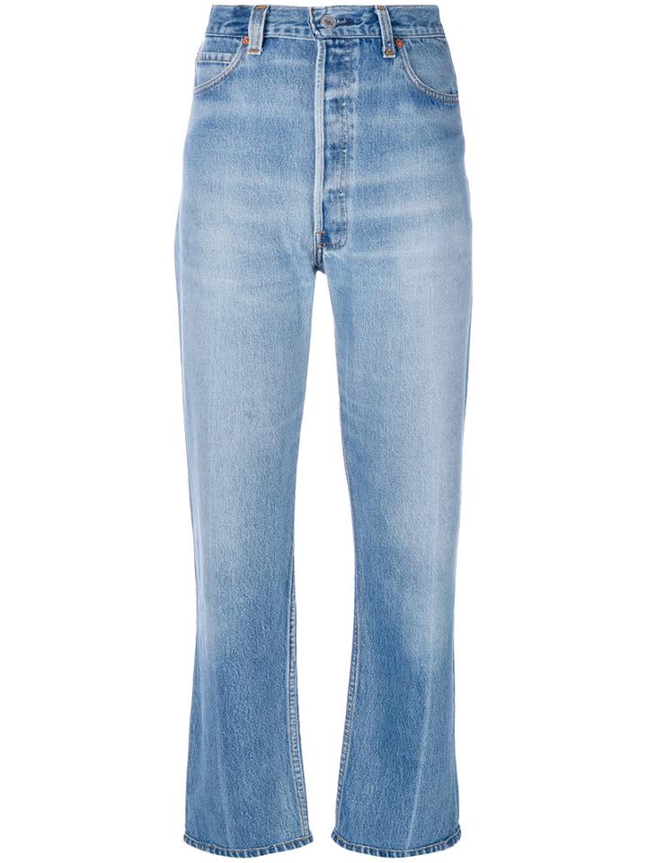 Re/done - Cropped Pants - Women - Cotton - 25, Blue, Cotton