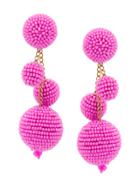 Oscar De La Renta Triple Beaded Ball Earrings - Pink & Purple