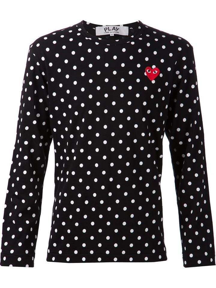 Comme Des Garçons Play Polka Dot T-shirt, Men's, Size: Small, Black, Cotton