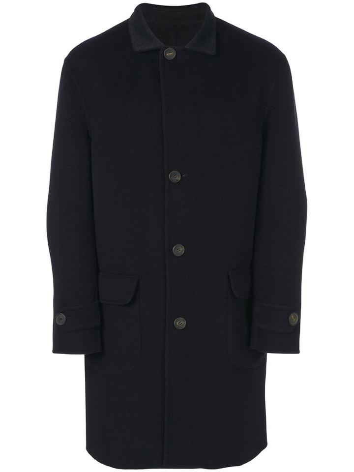 Brunello Cucinelli - Cashmere Fitted Coat - Men - Cupro/cashmere - 54, Blue, Cupro/cashmere