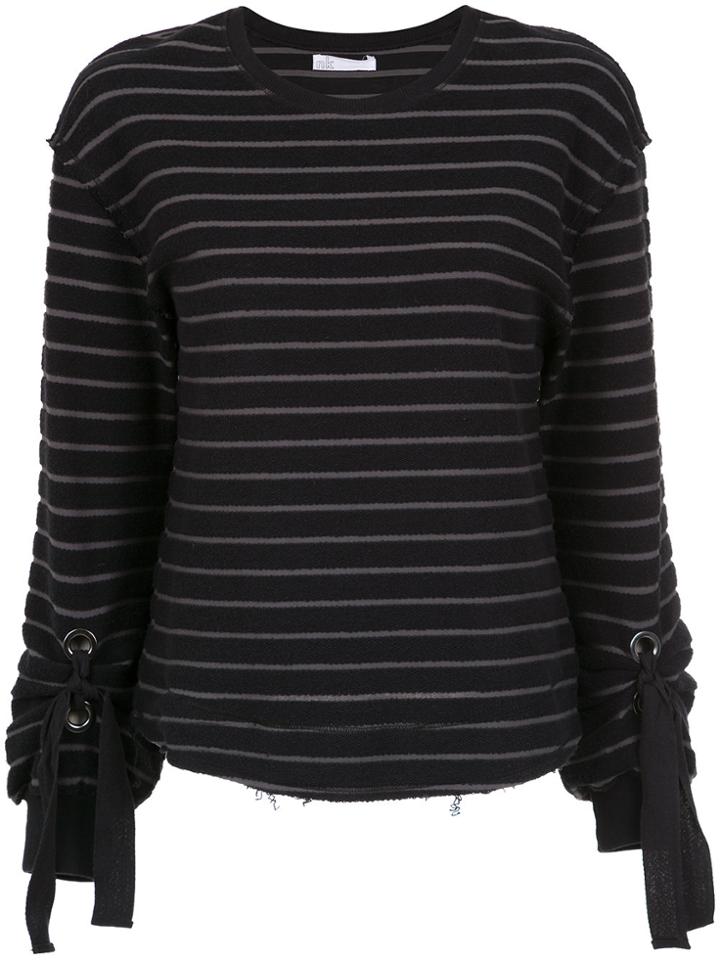 Nk Lace-up Detail Striped Blouse - Black