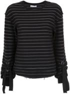 Nk Lace-up Detail Striped Blouse - Black