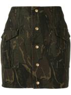 Saint Laurent Fitted Camo Print Skirt - Green