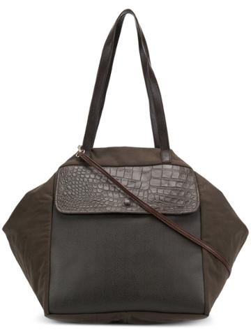 Carmina Campus Geometric Oversized Tote - Brown