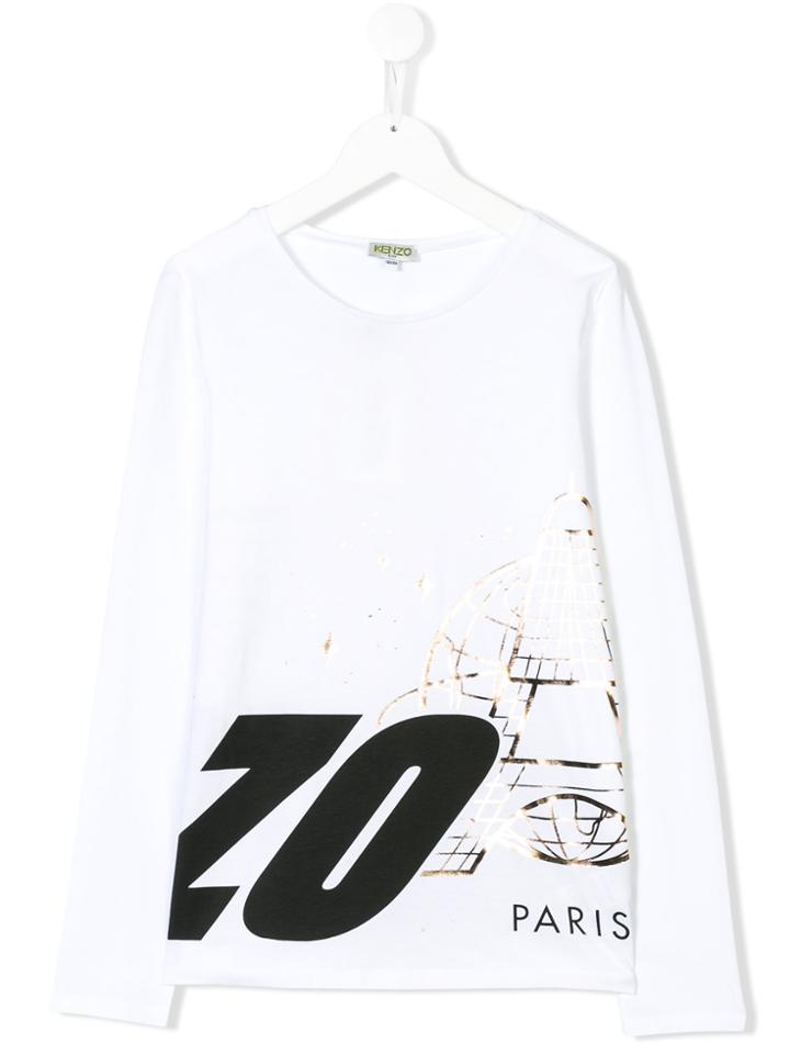 Kenzo Kids Teen Printed Long Sleeve T-shirt - White