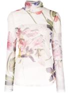 Ganni Floral Print Top - Neutrals