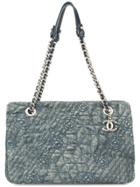 Chanel Vintage Camellia Stitch Shoulder Bag - Blue