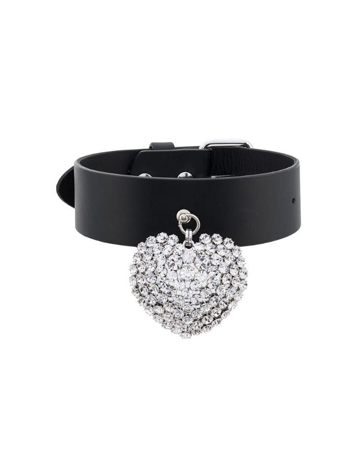 Alessandra Rich Heart Charm Choker - Black