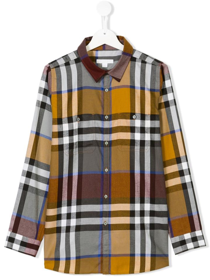 Burberry Kids Checked Shirt - Yellow & Orange