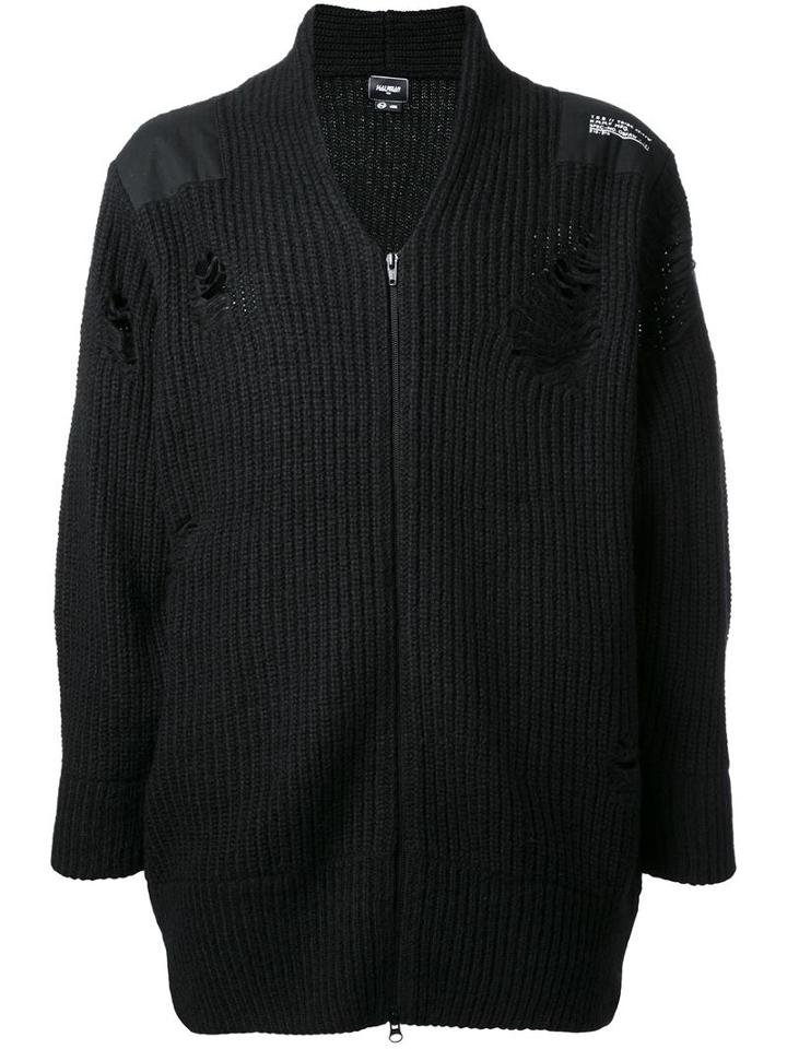 Halfman V-neck Cardigan, Men's, Size: Large, Black, Acrylic/nylon/wool/mohair
