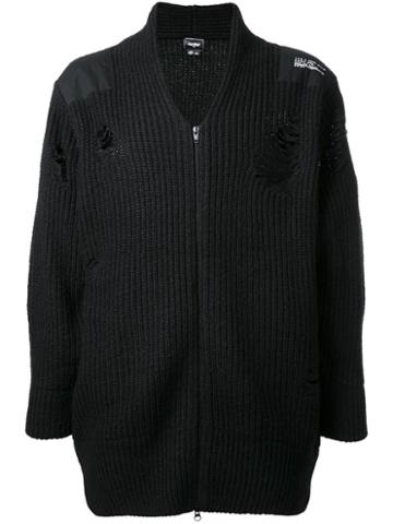Halfman V-neck Cardigan, Men's, Size: Large, Black, Acrylic/nylon/wool/mohair