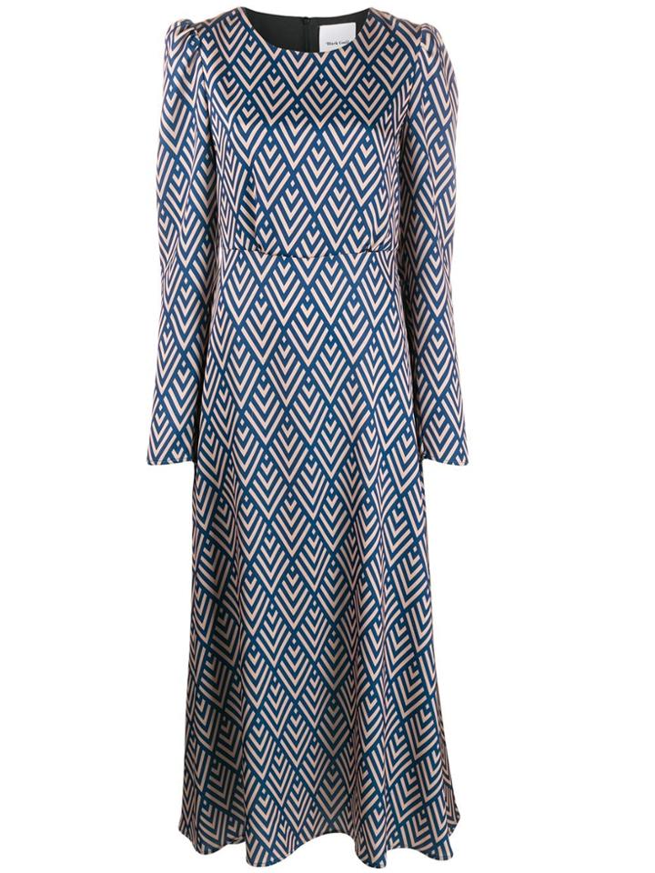 Black Coral Camila Geometric-print Dress - Blue