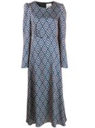Black Coral Camila Geometric-print Dress - Blue