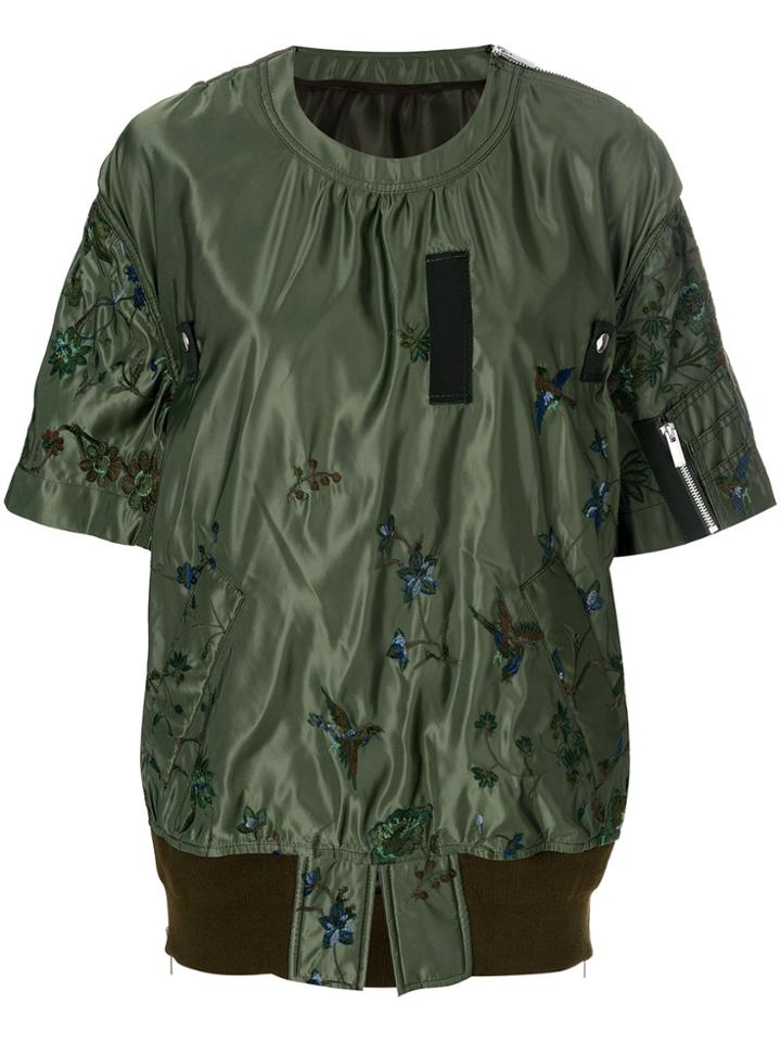Sacai Embroidered Bird Sheen Sweatshirt - Green