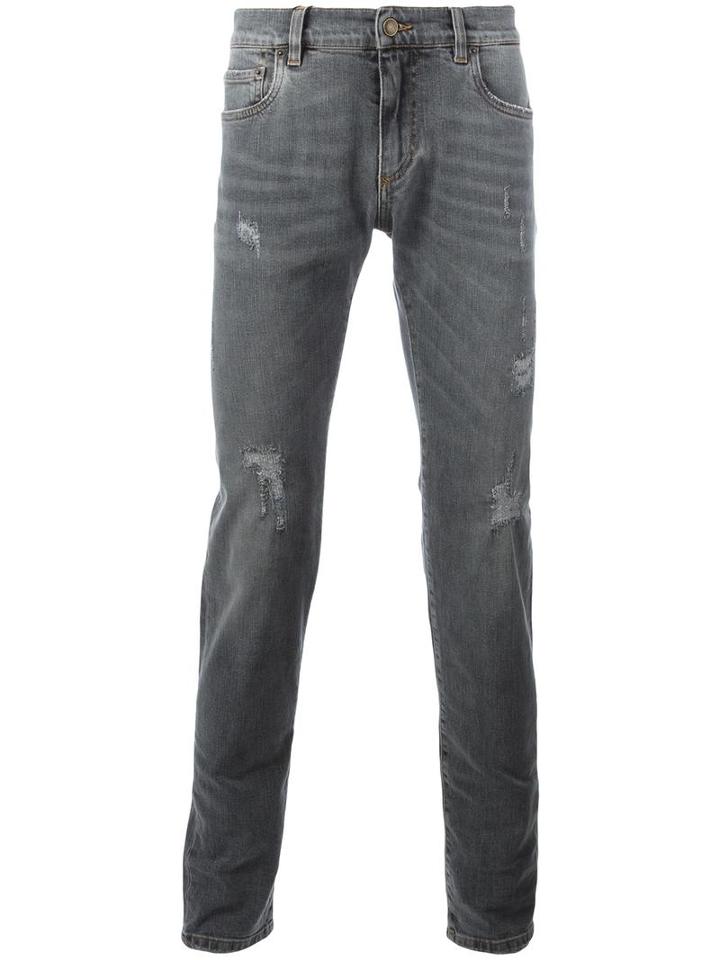 Dolce & Gabbana Slim Fit Jeans, Men's, Size: 52, Grey, Cotton/polyester/spandex/elastane/glass