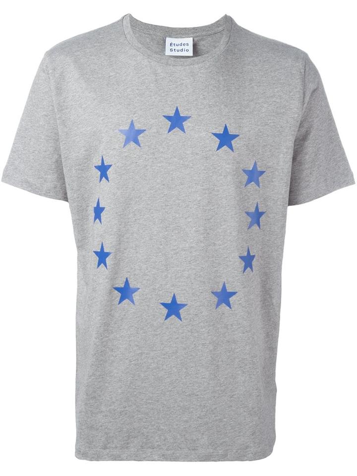 Études Circular Star Print T-shirt, Men's, Size: Small, Grey, Cotton