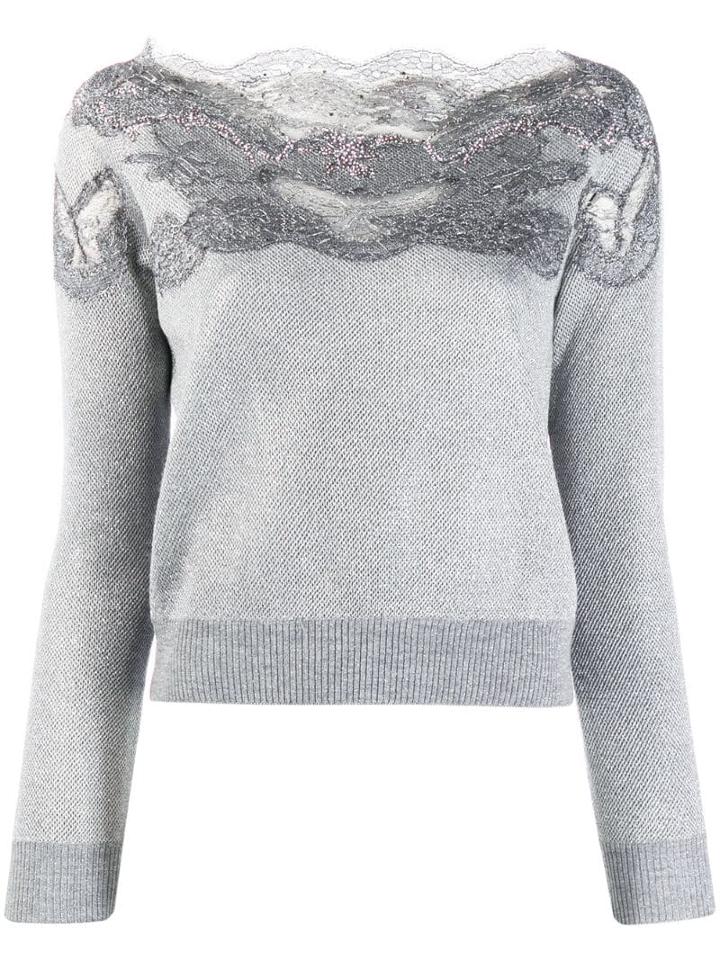 Ermanno Scervino Lace Embellished Sweatshirt - Grey