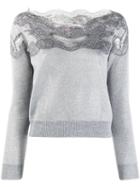 Ermanno Scervino Lace Embellished Sweatshirt - Grey