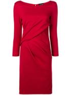 Emporio Armani Ruched Fitted Midi Dress - Red
