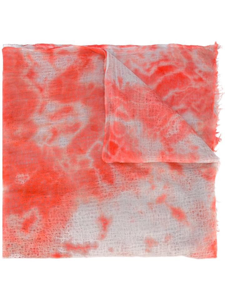 Suzusan - Printed Scarf - Unisex - Cashmere - One Size, Yellow/orange, Cashmere