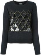 Markus Lupfer Geometric Panel Pullover, Women's, Size: Medium, Grey, Polyamide/merino