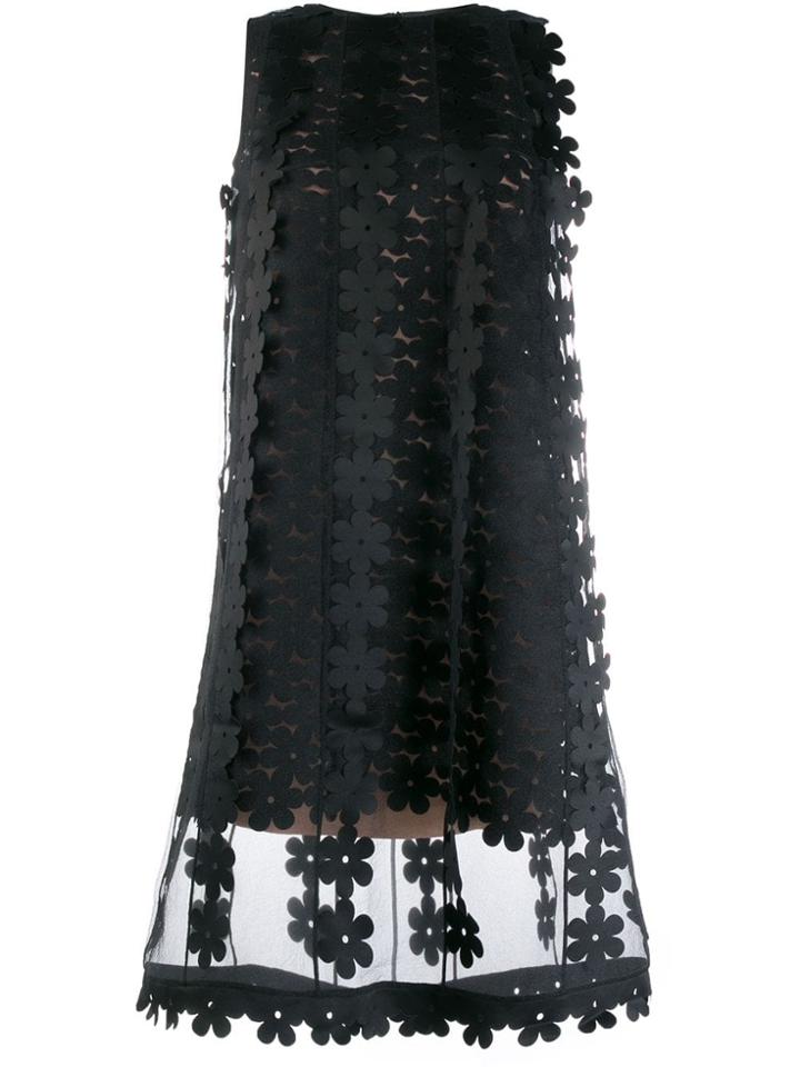 Paskal Floral Applique Shift Dress - Black