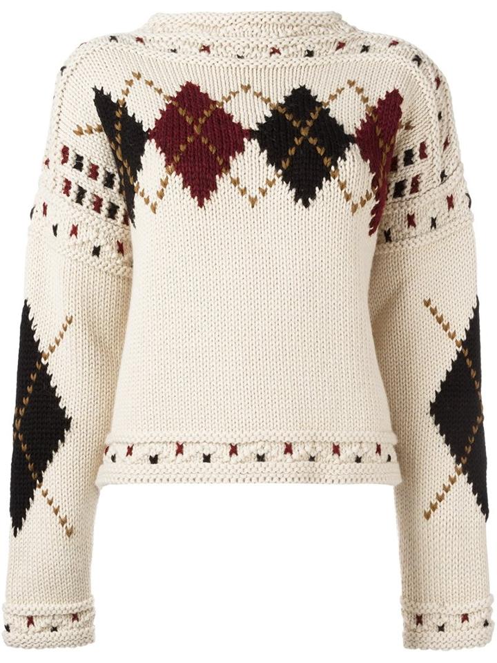 Isabel Marant 'glens' Argyle Golf Jumper, Women's, Size: 42, Nude/neutrals, Wool/alpaca