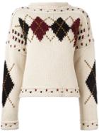 Isabel Marant 'glens' Argyle Golf Jumper, Women's, Size: 42, Nude/neutrals, Wool/alpaca
