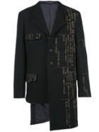 Yohji Yamamoto Text Print Deconstructed Blazer - Black