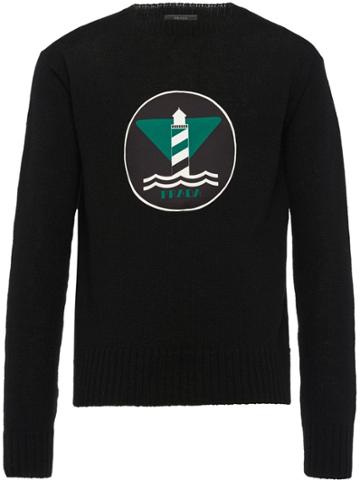 Prada Lighthouse Print Sweater - Black