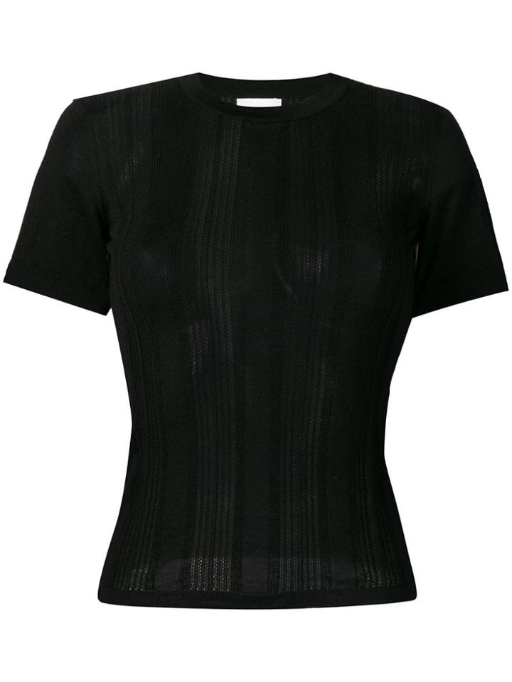Barrie Short-sleeve Fitted Sweater - Black