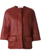 Marni Shearling Lined Jacket, Women's, Size: 44, Red, Sheep Skin/shearling