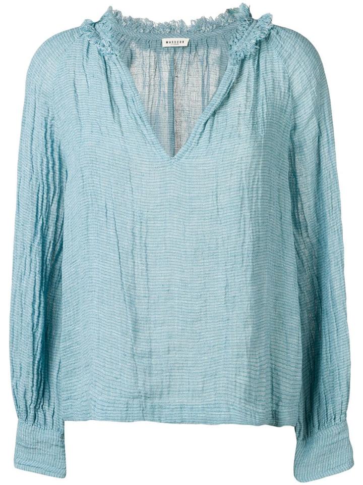 Masscob V-neck Loose Fit Blouse - Blue