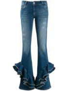 Philipp Plein Ruffle Detail Jeans - Blue
