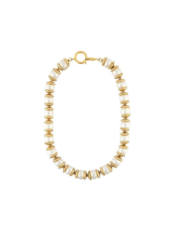 Chanel Vintage Pearl Gripoix Necklace, White