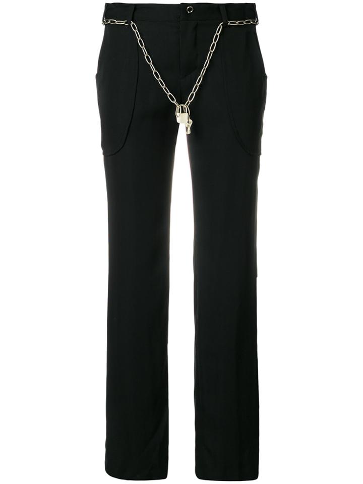 Jean Paul Gaultier Vintage Straight Trousers With Chain Belt - Black