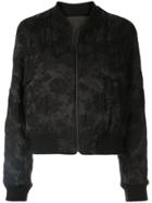 Ann Demeulemeester Floral Embroidered Bomber Jacket - Black