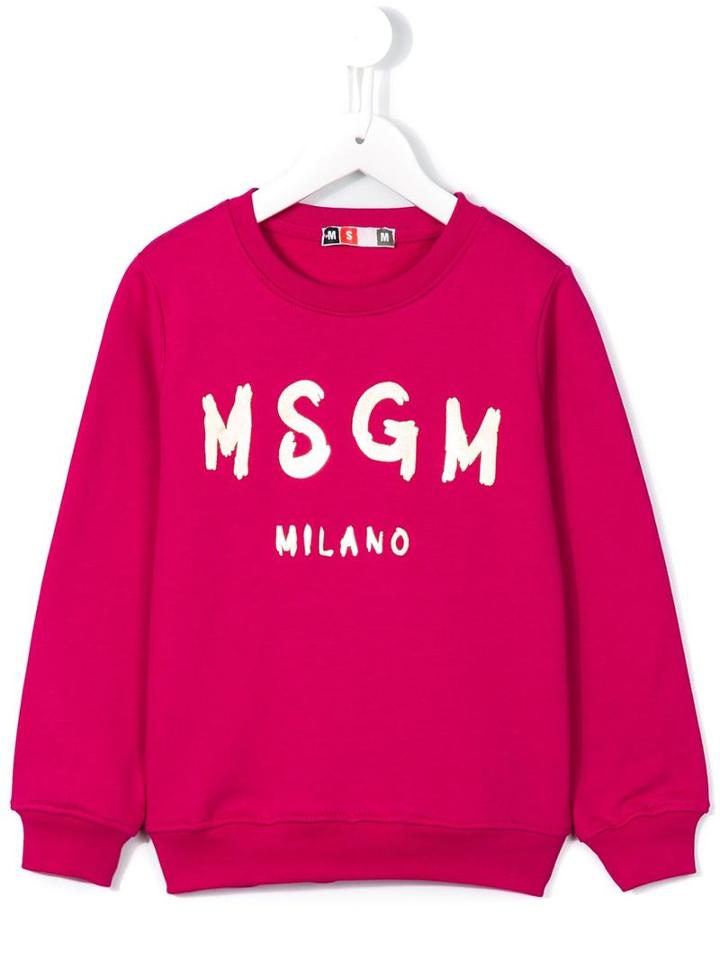 Msgm Kids Logo Print Sweatshirt, Girl's, Size: 10 Yrs, Pink/purple