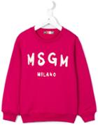 Msgm Kids Logo Print Sweatshirt, Girl's, Size: 10 Yrs, Pink/purple
