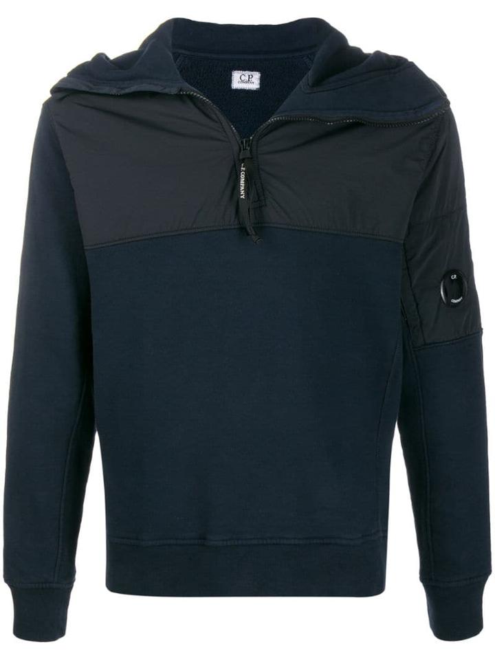 Cp Company Half-zip Fitted Hoodie - Blue