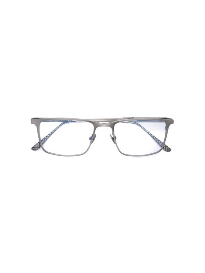 Bottega Veneta Eyewear Rectangular Frame Glasses, Grey, Titanium