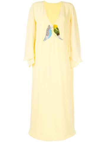 Pose Arazzi Embroidered Birds Dress - Yellow