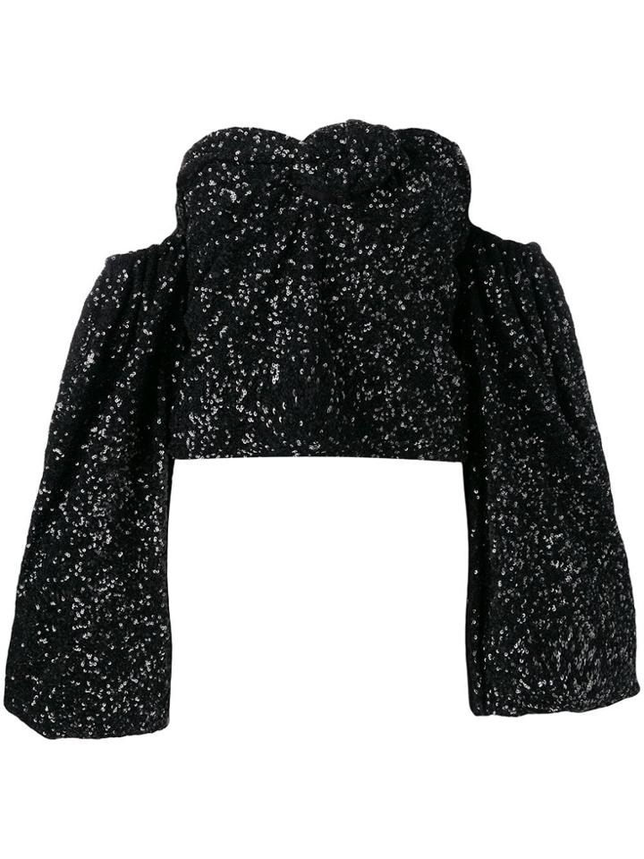 Attico Off-the-shoulder Sequin Blouse - Black